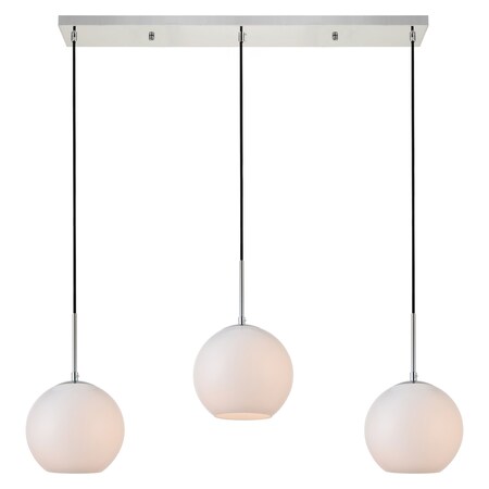 Baxter 36 Inch 3-Light Pendant With Frosted White Glass
